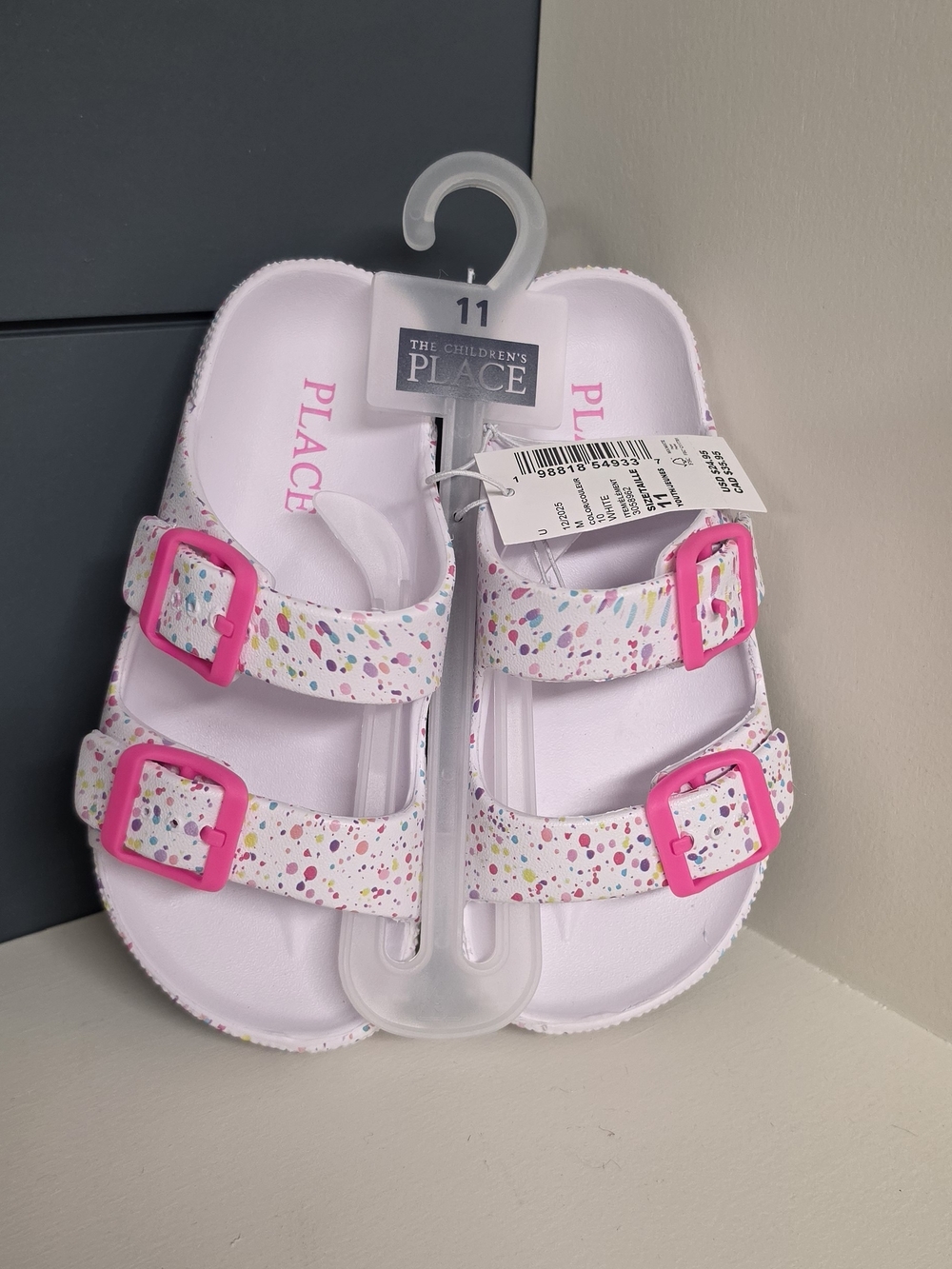 The Children's Place Pink Multicolor Speckle Double Buckle Sandals